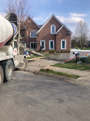Concrete pour at a brick home in Williamson County